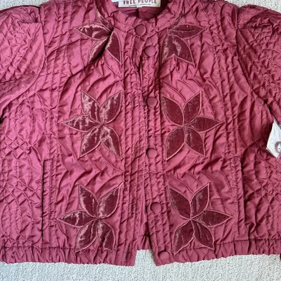 Free People- Quinn Quilted Jacket in Marsala Small - Picture 6 of 10